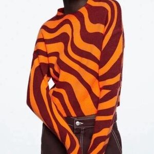 Zara Vibrant Orange and Rich Brown Sweater